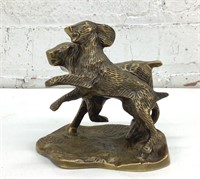 5x5" vintage brass dog statue