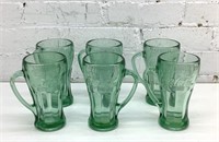 6 Heavy Libby Coca-Cola handled glasses