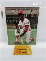 Lou Brock Last Game Ticket Lou Brock Day Giveaway