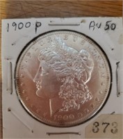 1900 Morgan Silver Dollar, AU50