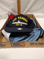 Service patches, USS Ranger hat,used