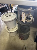 3 METAL & 2 STYROFOME MINNOW BUCKETS