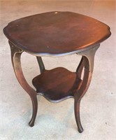 Vintage Wood Parlor Table with Queen Anne Legs