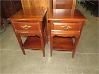 (2X) CHERRY 1 DRAWER SIDE TABLES