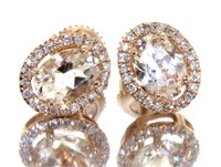 14kt Gold 2.00 ct Morganite & Diamond Earrings