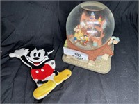 Disney Pinnochio snow globe and Mickey mouse