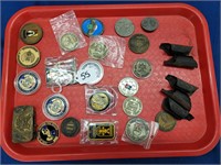 Lot of Assorted Metal Military Badges & More