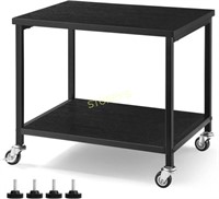 2-Tier Rolling Printer Black Rolling Stand