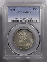 1858-P Seated Liberty Half Dollar PCGS MS63 50c