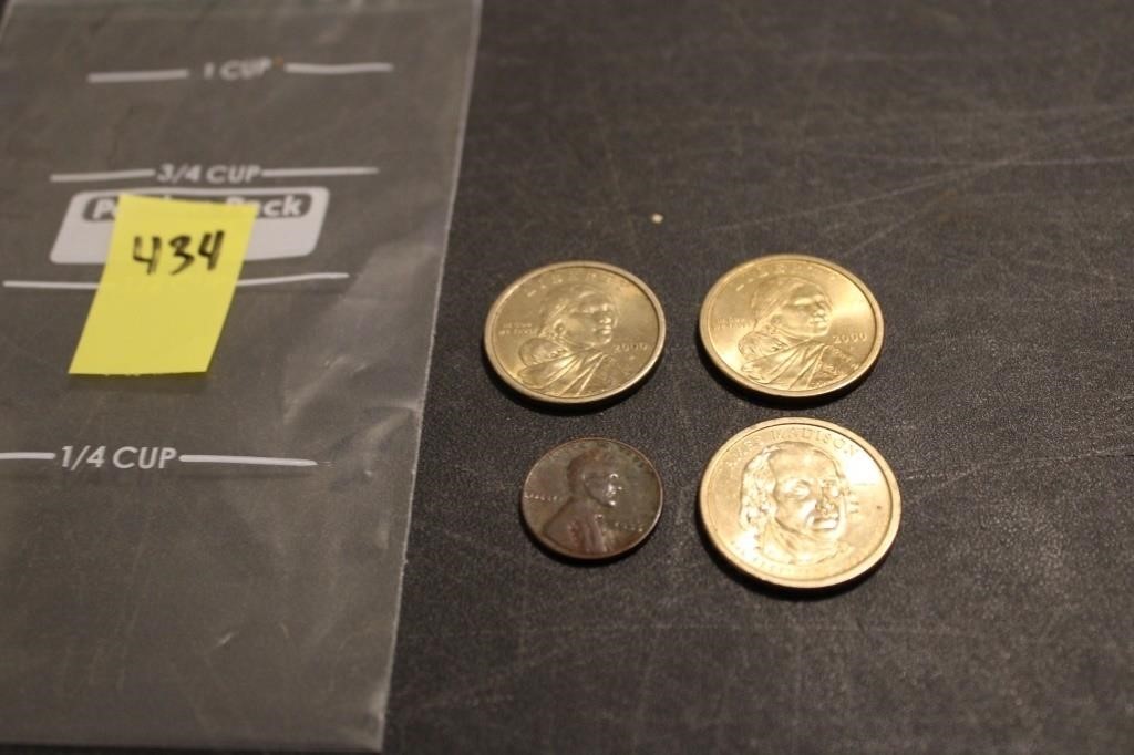 $1 coins, wheat penny