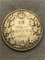 1916 CANADA SILVER ¢50 COIN