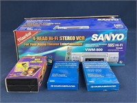Sanyo VHS 4 Head with 3 tapes,  2 are for