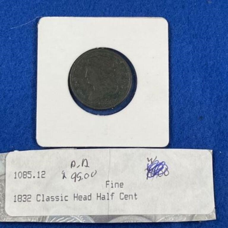 1832 Classic Head Half-Cent Coin