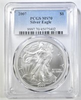 2007 AMERICAN SILVER EAGLE PCGS MS 70