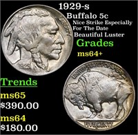 1929-s Buffalo 5c Grades Choice+ Unc