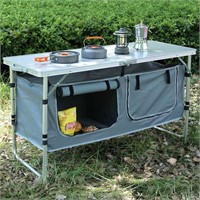 Outdoor Folding Table with Storage Organizer