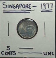 Uncirculated Singapore 1977 coin