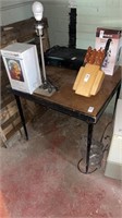 Vintage wooden desk with metal legs