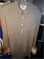 2 pc Toula Sweater w/ faux fur cuffs & skirt,