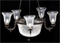 CONTINENTAL DIAMOND CUT GLASS 7-LIGHT CHANDELIER