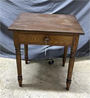 Oak Single Drawer Table with turned legs