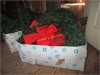 2 boxes Christmas wreaths and greenery