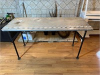 60"l X 24"w wood top metal leg table