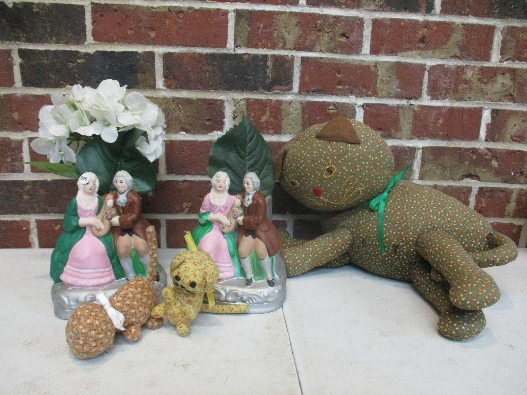 2 Planters & Stuffed Cats Lot  Live and Online Auctions on