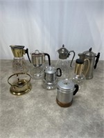 Assortment of Vintage glass coffee pitchers and