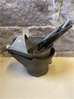 (2) Galvanized Coal Buckets & (7) Coal Shovels