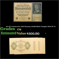 set of 3 consecutive 1922 Germny 10,000 Mark Vampi