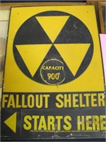Vintage metal fallout shelter sign 10" x 14"
