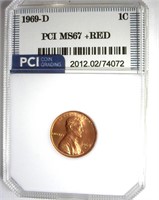 1969-D Cent MS67+ RD LISTS $8000