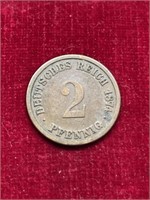 1874 Germany coin 2 Pfennig