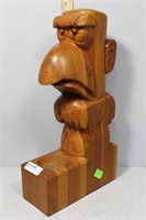 Carved Angry Parrot Statue 12"x5"x22" Pine Constru
