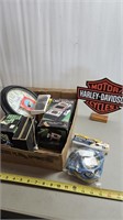 Harley Davidson  sign, card shuffler and misc