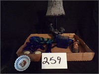 COBALT BLUE ITEMS & ROOSTER LAMP