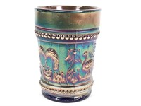 Northwood Carnival Glass Tumbler, Peacock at the F