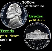 Proof 2000-s Jefferson Nickel 5c Grades GEM++ Proo