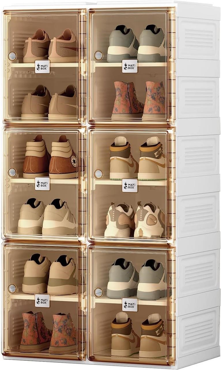 Shoe Organizer Storage Box  12 Grids Brown