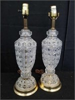 Pair of lamp crystal table lamps