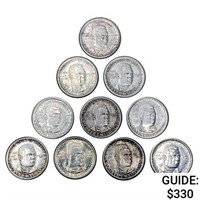 1946-1951 Booker T. Wash Halves [10 Coins]