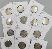 (13) 1935-1937 Indian Head Buffalo Nickels