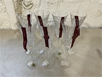 Seven Waterford Crystal Champagne Flutes