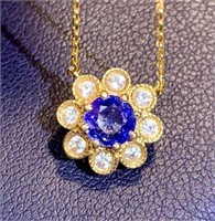0.76ct Natural Sapphire Necklace 18K Gold
