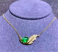 0.7ct Natural Emerald Necklace 18K Gold