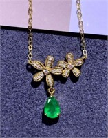 Natural Emerald Necklace 18K Gold