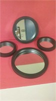 4 Black Plastic Round Wall Mirrors