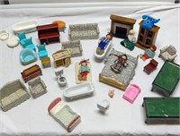 Vintage Wood & Plastic Doll House Furniture and