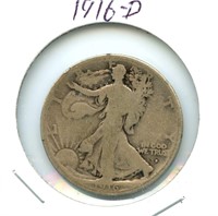 1916-D Walking Liberty Silver Half Dollar